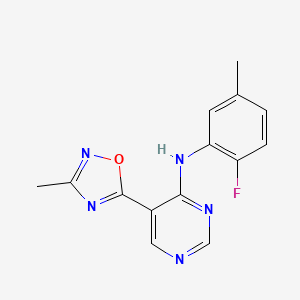 N-(2-fluoro-5-methylphenyl)-5-(3-methyl-1,2,4-oxadiazol-5-yl)pyrimidin-4-amine