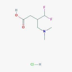 molecular formula C7H14ClF2NO2 B2514331 3-[(Dimethylamino)methyl]-4,4-difluorobutanoic acid;hydrochloride CAS No. 2470440-31-2