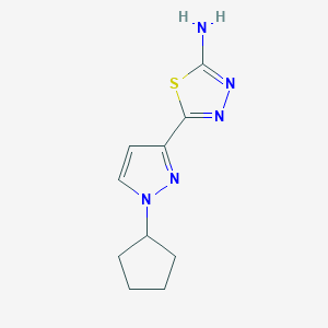 molecular formula C10H13N5S B2514339 5-(1-Cyclopentylpyrazol-3-yl)-1,3,4-thiadiazol-2-amine CAS No. 1946817-77-1