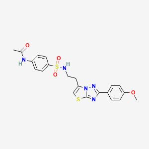 molecular formula C21H21N5O4S2 B2514356 N-[4-({2-[2-(4-methoxyphenyl)-[1,2,4]triazolo[3,2-b][1,3]thiazol-6-yl]ethyl}sulfamoyl)phenyl]acetamide CAS No. 895424-26-7