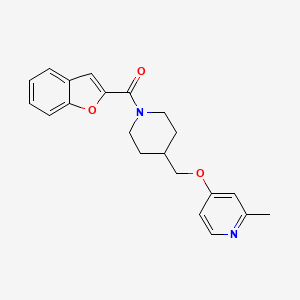 molecular formula C21H22N2O3 B2514359 4-{[1-(1-Benzofuran-2-carbonyl)piperidin-4-yl]methoxy}-2-methylpyridine CAS No. 2379985-51-8