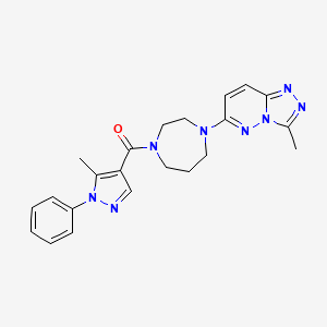 molecular formula C22H24N8O B2514370 (5-Methyl-1-phenylpyrazol-4-yl)-[4-(3-methyl-[1,2,4]triazolo[4,3-b]pyridazin-6-yl)-1,4-diazepan-1-yl]methanone CAS No. 2309746-16-3