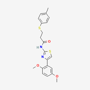molecular formula C21H22N2O3S2 B2514377 N-(4-(2,5-dimethoxyphenyl)thiazol-2-yl)-3-(p-tolylthio)propanamide CAS No. 898415-92-4