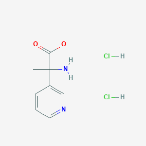 molecular formula C9H14Cl2N2O2 B2514385 Methyl 2-amino-2-(pyridin-3-yl)propanoate dihydrochloride CAS No. 1803609-12-2