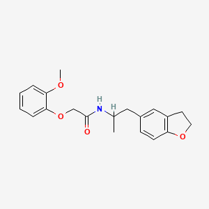 molecular formula C20H23NO4 B2514391 N-(1-(2,3-dihydrobenzofuran-5-yl)propan-2-yl)-2-(2-methoxyphenoxy)acetamide CAS No. 2034515-34-7