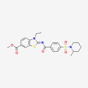 (Z)-methyl 3-ethyl-2-((4-((2-methylpiperidin-1-yl)sulfonyl)benzoyl)imino)-2,3-dihydrobenzo[d]thiazole-6-carboxylate