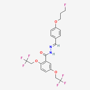 molecular formula C21H19F7N2O4 B2514414 N'-{(E)-[4-(3-fluoropropoxy)phenyl]methylidene}-2,5-bis(2,2,2-trifluoroethoxy)benzenecarbohydrazide CAS No. 477870-68-1