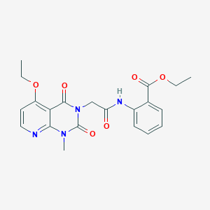 molecular formula C21H22N4O6 B2514419 ethyl 2-(2-(5-ethoxy-1-methyl-2,4-dioxo-1,2-dihydropyrido[2,3-d]pyrimidin-3(4H)-yl)acetamido)benzoate CAS No. 1005304-50-6