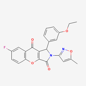 molecular formula C23H17FN2O5 B2514422 1-(3-Ethoxyphenyl)-7-fluoro-2-(5-methylisoxazol-3-yl)-1,2-dihydrochromeno[2,3-c]pyrrole-3,9-dione CAS No. 874396-12-0