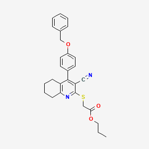 molecular formula C28H28N2O3S B2514423 propyl 2-({4-[4-(benzyloxy)phenyl]-3-cyano-5,6,7,8-tetrahydroquinolin-2-yl}sulfanyl)acetate CAS No. 391228-39-0