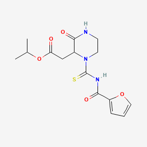 molecular formula C15H19N3O5S B2514425 异丙基2-(1-((呋喃-2-羰基)氨基硫代羰基)-3-氧代哌嗪-2-基)乙酸酯 CAS No. 1024713-37-8