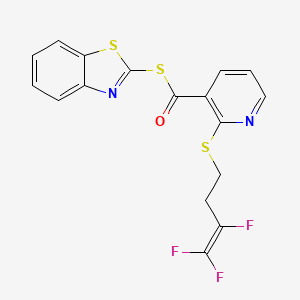 molecular formula C17H11F3N2OS3 B2514426 S-(1,3-benzothiazol-2-yl) 2-[(3,4,4-trifluoro-3-butenyl)sulfanyl]-3-pyridinecarbothioate CAS No. 339019-95-3