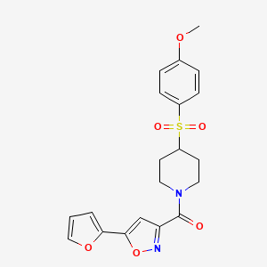 molecular formula C20H20N2O6S B2514427 (5-(Furan-2-yl)isoxazol-3-yl)(4-((4-methoxyphenyl)sulfonyl)piperidin-1-yl)methanone CAS No. 1798033-67-6