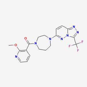 molecular formula C18H18F3N7O2 B2514430 (2-Methoxypyridin-3-yl)-[4-[3-(trifluoromethyl)-[1,2,4]triazolo[4,3-b]pyridazin-6-yl]-1,4-diazepan-1-yl]methanone CAS No. 2380079-55-8