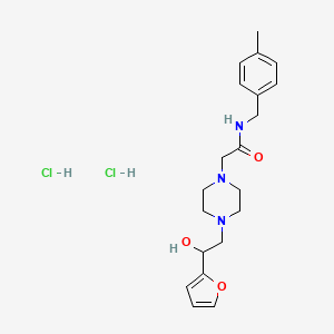 molecular formula C20H29Cl2N3O3 B2514434 2-(4-(2-(furan-2-yl)-2-hydroxyethyl)piperazin-1-yl)-N-(4-methylbenzyl)acetamide dihydrochloride CAS No. 1396869-35-4