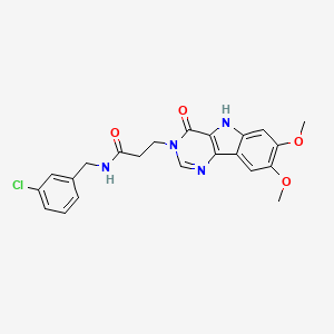 molecular formula C22H21ClN4O4 B2514437 N-(3-chlorobenzyl)-3-(7,8-dimethoxy-4-oxo-4,5-dihydro-3H-pyrimido[5,4-b]indol-3-yl)propanamide CAS No. 1105250-84-7