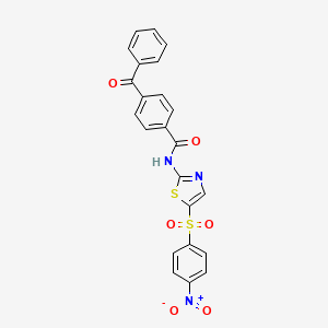molecular formula C23H15N3O6S2 B2514447 4-benzoyl-N-(5-((4-nitrophenyl)sulfonyl)thiazol-2-yl)benzamide CAS No. 313469-81-7