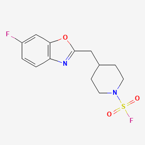 molecular formula C13H14F2N2O3S B2514449 4-[(6-Fluoro-1,3-benzoxazol-2-yl)methyl]piperidine-1-sulfonyl fluoride CAS No. 2411254-47-0