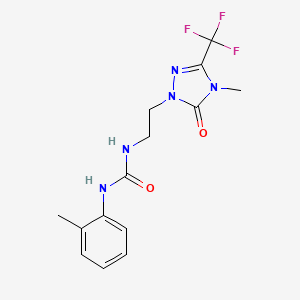 molecular formula C14H16F3N5O2 B2514451 1-(2-(4-methyl-5-oxo-3-(trifluoromethyl)-4,5-dihydro-1H-1,2,4-triazol-1-yl)ethyl)-3-(o-tolyl)urea CAS No. 1421482-17-8