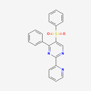 molecular formula C21H15N3O2S B2514452 Phenyl 4-phenyl-2-(2-pyridinyl)-5-pyrimidinyl sulfone CAS No. 339108-07-5