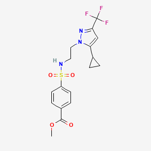 molecular formula C17H18F3N3O4S B2514479 methyl 4-({2-[5-cyclopropyl-3-(trifluoromethyl)-1H-pyrazol-1-yl]ethyl}sulfamoyl)benzoate CAS No. 1797666-16-0