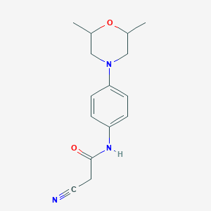 molecular formula C15H19N3O2 B2514498 2-cyano-N-[4-(2,6-dimethylmorpholin-4-yl)phenyl]acetamide CAS No. 329700-29-0