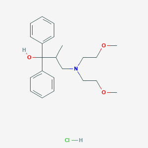 molecular formula C22H32ClNO3 B025145 alpha-(2-(Bis(2-methoxyethyl)amino)-1-methylethyl)benzhydrol hydrochloride CAS No. 100311-05-5