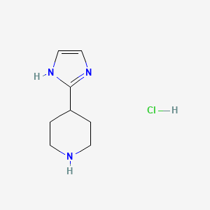 molecular formula C8H14ClN3 B2514500 4-(1H-imidazol-2-yl)piperidine hydrochloride CAS No. 239800-93-2; 647024-44-0