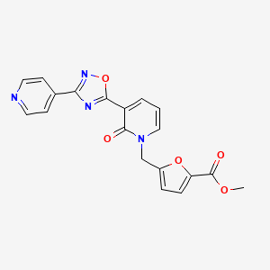 molecular formula C19H14N4O5 B2514503 methyl 5-({2-oxo-3-[3-(pyridin-4-yl)-1,2,4-oxadiazol-5-yl]-1,2-dihydropyridin-1-yl}methyl)furan-2-carboxylate CAS No. 1396814-85-9