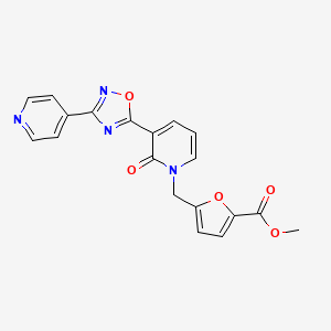 molecular formula C19H14N4O5 B2514503 5-{[2-氧代-3-(3-吡啶-4-基-1,2,4-恶二唑-5-基)吡啶-1(2H)-基]甲基}-2-呋喃酸甲酯 CAS No. 1396814-85-9