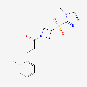 molecular formula C16H20N4O3S B2514505 1-(3-((4-甲基-4H-1,2,4-三唑-3-基)磺酰基)氮杂环丁烷-1-基)-3-(邻甲苯基)丙-1-酮 CAS No. 2034521-79-2