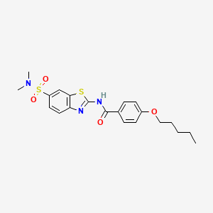 molecular formula C21H25N3O4S2 B2514507 N-[6-(dimethylsulfamoyl)-1,3-benzothiazol-2-yl]-4-(pentyloxy)benzamide CAS No. 923141-42-8