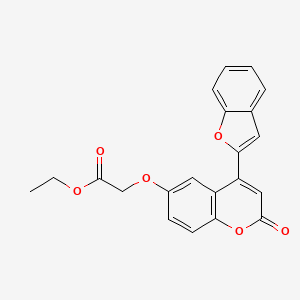 molecular formula C21H16O6 B2514508 2-乙氧基-2-((4-(苯并呋喃-2-基)-2-氧代-2H-色烯-6-基)氧基)乙酸酯 CAS No. 898430-27-8