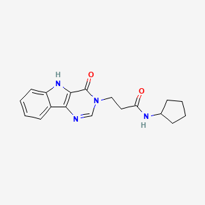 molecular formula C18H20N4O2 B2514513 N-cyclopentyl-3-(4-oxo-4,5-dihydro-3H-pyrimido[5,4-b]indol-3-yl)propanamide CAS No. 1189912-87-5