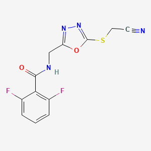 molecular formula C12H8F2N4O2S B2514520 N-((5-((cyanomethyl)thio)-1,3,4-oxadiazol-2-yl)methyl)-2,6-difluorobenzamide CAS No. 921044-80-6