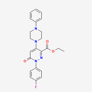 molecular formula C23H23FN4O3 B2514575 Ethyl 1-(4-fluorophenyl)-6-oxo-4-(4-phenylpiperazin-1-yl)-1,6-dihydropyridazine-3-carboxylate CAS No. 922069-04-3