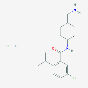 molecular formula C17H26Cl2N2O B2514592 N-[4-(Aminomethyl)cyclohexyl]-5-chloro-2-propan-2-ylbenzamide;hydrochloride CAS No. 2418734-75-3