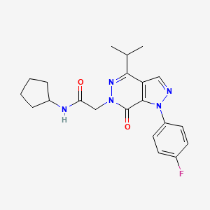 molecular formula C21H24FN5O2 B2514593 N-cyclopentyl-2-[1-(4-fluorophenyl)-7-oxo-4-(propan-2-yl)-1H,6H,7H-pyrazolo[3,4-d]pyridazin-6-yl]acetamide CAS No. 955847-02-6