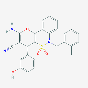 2-Amino-4-(3-hydroxyphenyl)-6-(2-methylbenzyl)-4,6-dihydropyrano[3,2-c][2,1]benzothiazine-3-carbonitrile 5,5-dioxide