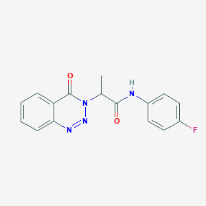 molecular formula C16H13FN4O2 B2514602 N-(4-fluorophenyl)-2-(4-oxo-3,4-dihydro-1,2,3-benzotriazin-3-yl)propanamide CAS No. 880811-62-1