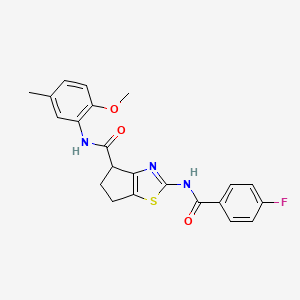 2-(4-fluorobenzamido)-N-(2-methoxy-5-methylphenyl)-5,6-dihydro-4H-cyclopenta[d]thiazole-4-carboxamide