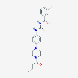molecular formula C22H25FN4O2S B251467 N-[[4-(4-butanoylpiperazin-1-yl)phenyl]carbamothioyl]-3-fluorobenzamide 