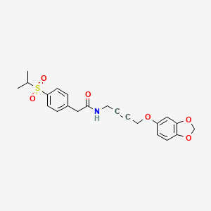 molecular formula C22H23NO6S B2514672 N-(4-(benzo[d][1,3]dioxol-5-yloxy)but-2-yn-1-yl)-2-(4-(isopropylsulfonyl)phenyl)acetamide CAS No. 1448064-56-9