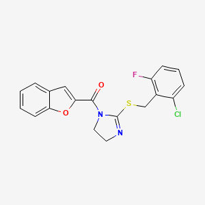 benzofuran-2-yl(2-((2-chloro-6-fluorobenzyl)thio)-4,5-dihydro-1H-imidazol-1-yl)methanone