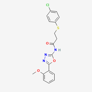 3-((4-chlorophenyl)thio)-N-(5-(2-methoxyphenyl)-1,3,4-oxadiazol-2-yl)propanamide