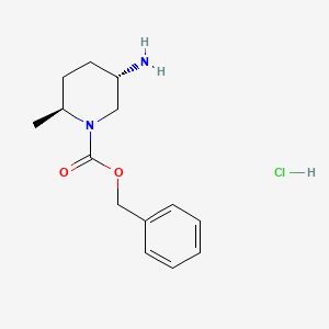 molecular formula C14H21ClN2O2 B2514717 trans-Benzyl 5-amino-2-methylpiperidine-1-carboxylate hydrochloride CAS No. 1951439-14-7