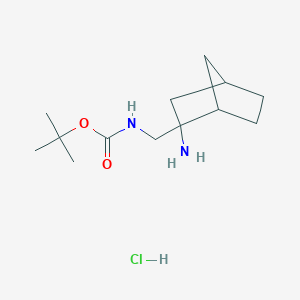 molecular formula C13H25ClN2O2 B2514746 tert-butylN-({2-aminobicyclo[2.2.1]heptan-2-yl}methyl)carbamatehydrochloride CAS No. 2408972-33-6
