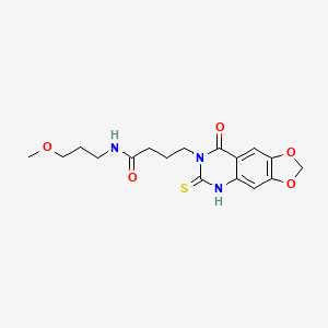 molecular formula C17H21N3O5S B2514754 N-(3-methoxypropyl)-4-(8-oxo-6-thioxo-5,6-dihydro-[1,3]dioxolo[4,5-g]quinazolin-7(8H)-yl)butanamide CAS No. 688054-19-5