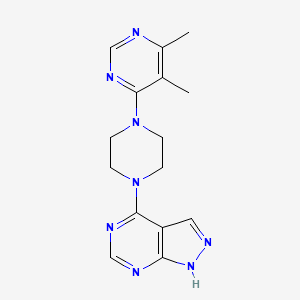 molecular formula C15H18N8 B2514782 4-[4-(5,6-Dimethylpyrimidin-4-yl)piperazin-1-yl]-1H-pyrazolo[3,4-d]pyrimidine CAS No. 2380174-98-9