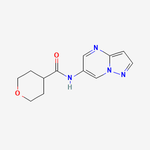 molecular formula C12H14N4O2 B2514783 N-{pyrazolo[1,5-a]pyrimidin-6-yl}oxane-4-carboxamide CAS No. 2034504-27-1